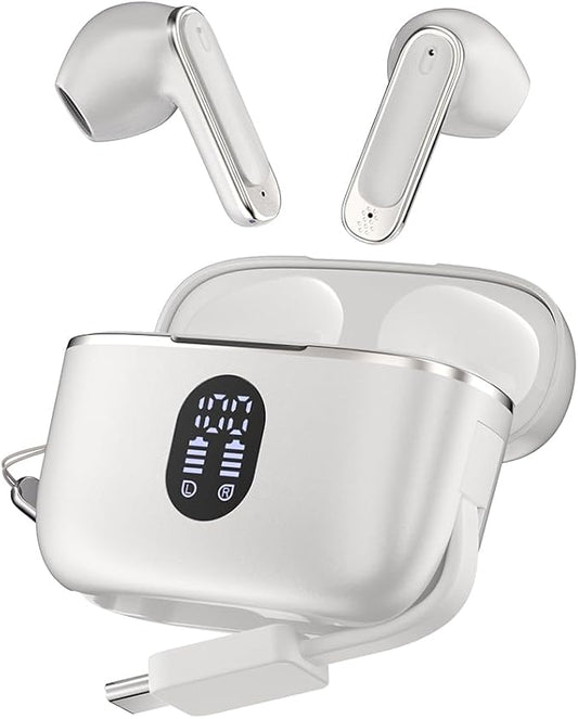 Wireless Earbuds Bluetooth 6.0 Headphones with LED Power Display and Power Bank Charging Case 50H Playtime IPX7 Waterproof in-Ear Ear Buds with Mic Deep Bass Earphones for iPhone Android Samsung