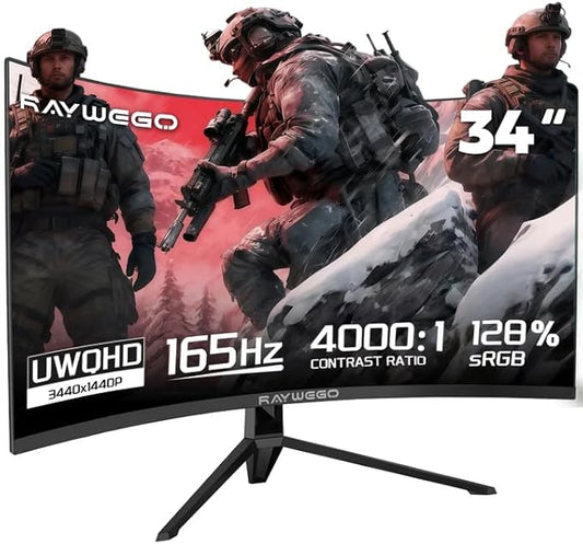 34 Inch Ultrawide Curved Monitor Gaming,21:9 WQHD 3440x1440p 165Hz Monitor with RGB Backlight,PIP/PBP,127% sRGB,Crosshair/Timer/FPS/RTS,FreeSync HDMI 2.0 x2 & DP1.4 x 2