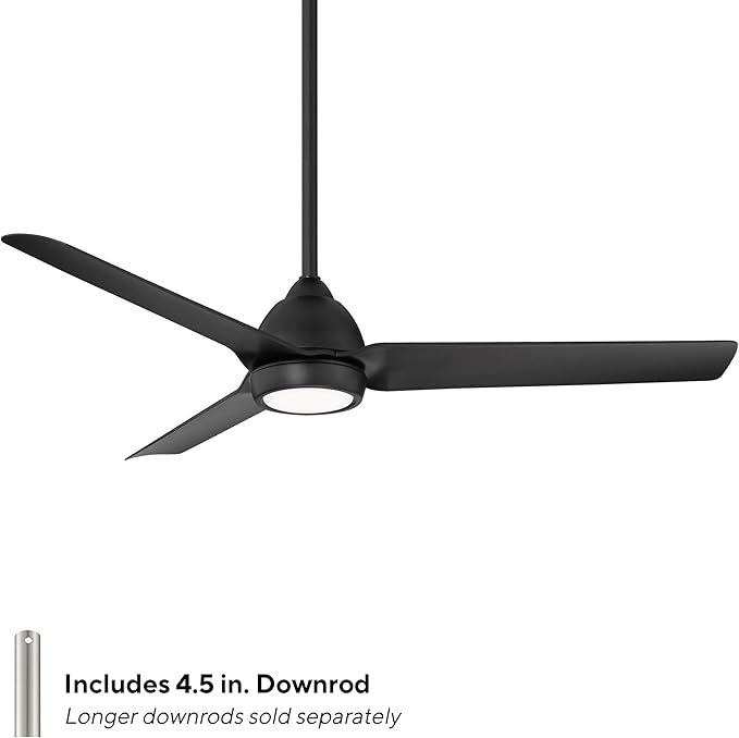 WAC Smart Fans Mocha Indoor and Outdoor 3-Blade Smart Home Ceiling Fan 54in Matte Black with 3000K LED Light Kit and Remote Control works with Alexa and iOS or Android App
