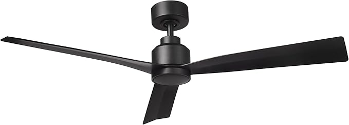 WAC Smart Fans Clean Indoor and Outdoor 3-Blade Smart Home Ceiling Fan 52in Matte Black with Remote Control works with Alexa and iOS or Android App