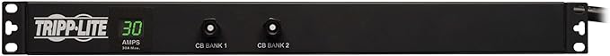 Tripp Lite Metered PDU, 30A, 12 Outlets (5-15/20R), 120V, L5-30P, 15 ft. Cord, 1U Rack-Mount Power (PDUMH30),Black
