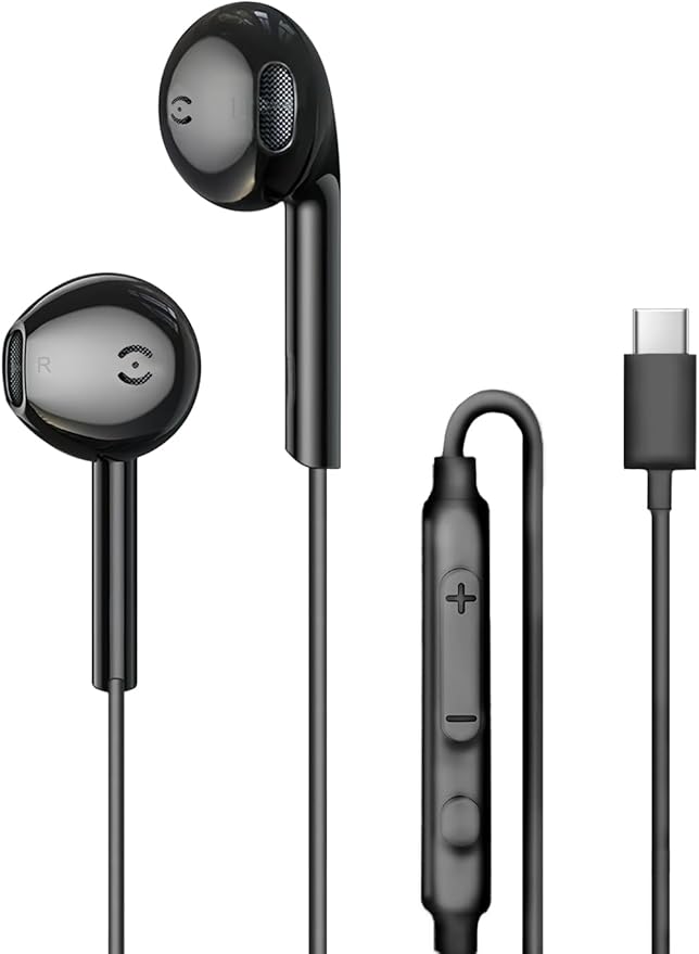 MAS CARNEY USB C Headphones Wired TH9,in Ear Type-C Earphone with Mic,USB-C Earbud Compatible with Apple iPhone 15 16 iPad, Samsung Galaxy S25 S24 A53,Google Pixel,Xiaomi Redmi,Huawei Honor,Oppo,Vivo