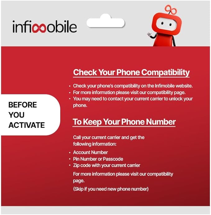 $12.50/Month | Infimobile Prepaid Unlimited Plan: 12 Months | 15GB High-Speed Data Per Month | Unlimited Data Talk & Text | Prepaid Plan Service SIM Card | Nationwide Coverage | 4G, 5G Network