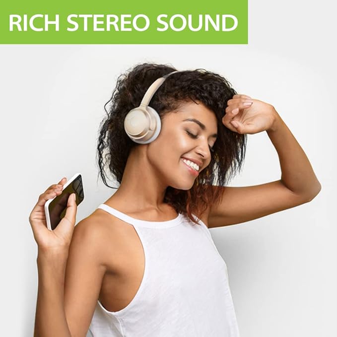 Avantree AH6B - Bluetooth On Ear Headphones with Detachable Mic for Work in Office or at Home, Premium Sound, Soft Padding, Lightweight, Wireless & Wired Headset for Phone PC Laptop, Champaign Gold