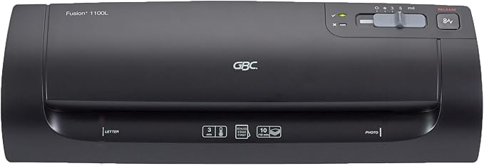 GBC Thermal Laminator Machine, Fusion 1100L, 9 Inch, 4 Min Warm-up, 3 or 5 Mil, with 10 EZUse Laminating Pouches (1703074)