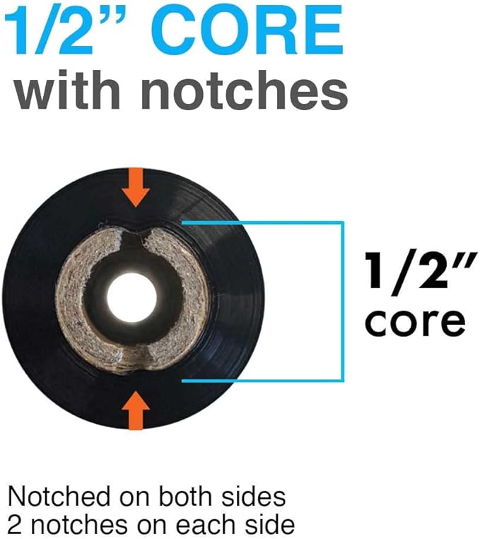 12 Rolls Wolfbarco 4.33" x 243' (110mm x 74m) Black Premium Resin-Enhanced Wax Thermal Transfer Ribbon Compatible with Zebra GC420t, GK420t, GX420t, GX430t, TLP2442, TLP2844, ZD220, ZD421t Printers