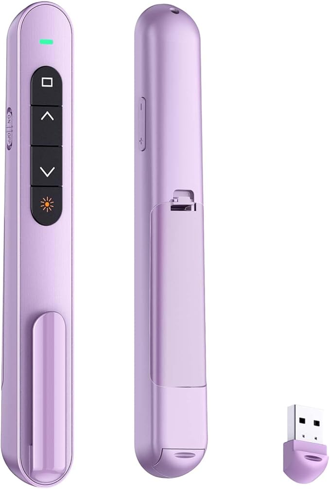 QUI Presentation Clicker for PowerPoint, RF 2.4GHz USB Wireless Presenter Remote with Volume Control, PowerPoint Clicker Slide Advancer for Mac, Windows, Laptop, Keynote