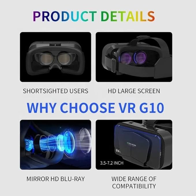VR Headset with Controller for iPhone & Android – 3D Virtual Reality Glasses for 4.7″–6.5″ Phones, Adjustable Goggles for Movies, Games, Gift-Ready (Standard Edition (with Controller))
