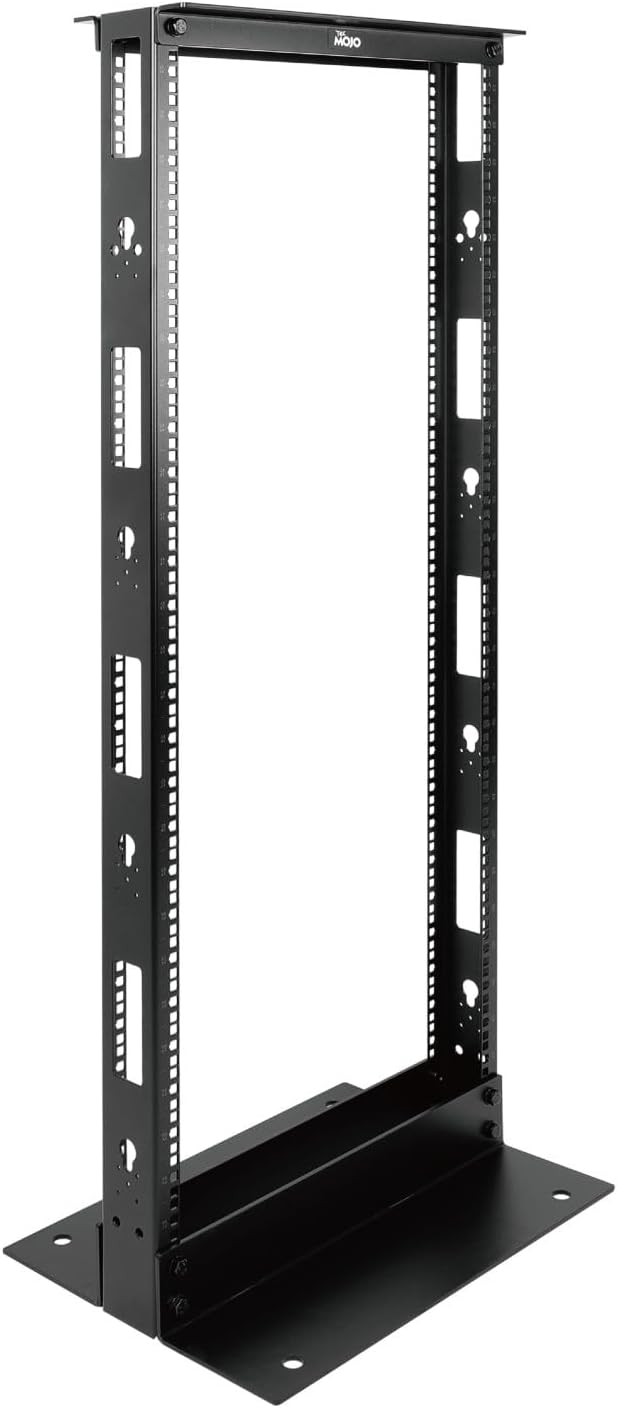 Tecmojo 27U 2-Post Open Frame Server Rack – 19" Network, Server, AV, Data & IT Equipment, Telecom & Patch Panel Mount, 1763 lbs Capacity, Black, Square Holes