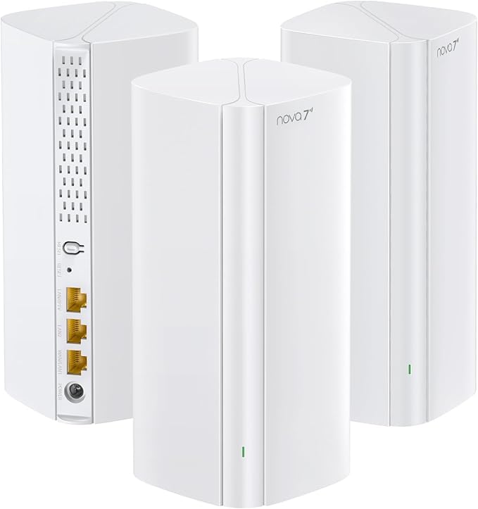 Tenda BE3600 Dual Band WiFi 7 Mesh WiFi System - 3*Full Gigabit Ports, Supports 160+ Devices, VPN, MLO, 4K QAM, Seamless Roaming, Internet Backhaul - ME3 Pro (3-Pack)