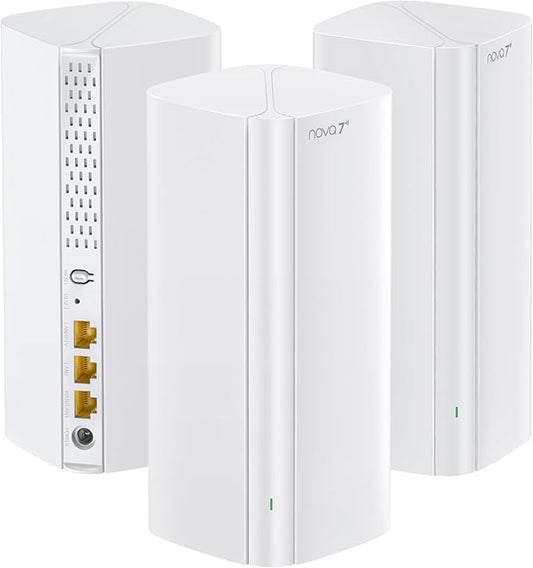 Tenda BE3600 Dual Band WiFi 7 Mesh WiFi System - 3*Full Gigabit Ports, Supports 160+ Devices, VPN, MLO, 4K QAM, Seamless Roaming, Internet Backhaul - ME3 Pro (3-Pack)