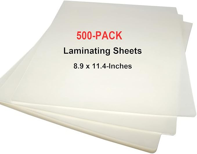 MPRT Laminating Sheets, 3 Mil Clear Thermal Laminating Pouches 8.9 x 11.4 Inches Laminate Sheets Paper for Laminator, 500-Pack