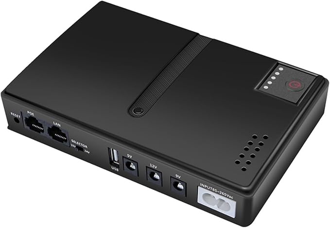 UPS Battery Backup, DC1036P 36W 10400mAh Uninterruptible Power Supply, 6 Outlets, USB 5V DC 5V 9V 12V POE 15V 24V Intelligent UPS System (US Plug)