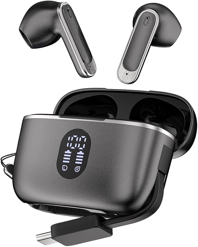 Wireless Earbuds Bluetooth 6.0 Headphones with LED Power Display and Power Bank Charging Case 50H Playtime IPX7 Waterproof in-Ear Ear Buds with Mic Deep Bass Earphones for iPhone Android Samsung