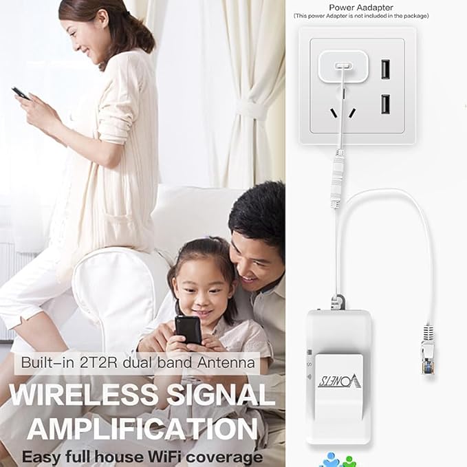 Vonets VAP11AC 2.4G+5G WiFi Bridge/Wireless Repeater/Wired to WiFi Adapter 1200Mbps with RJ45 Ethernet Cable Good Partner for Security System, IP Device