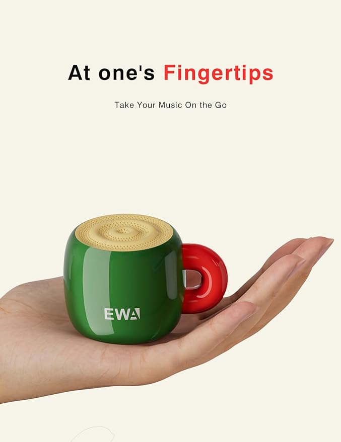 EWA Bluetooth Speaker, Mini Portable Bluetooth Speaker with Creative Cup-Shaped Design, IP67 Waterproof, Loud & Clear Sound, Ideal Gift for Desk, Travel & Holidays, A163 (Green)