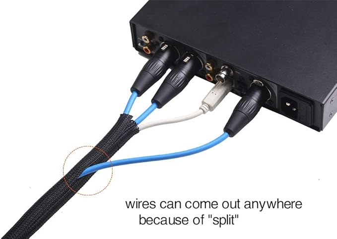 Alex Tech 10ft - 3/8 inch Cord Protector Wire Loom Tubing Cable Sleeve Split Sleeving For USB Cable Power Cord Audio Video Cable – Protect Cat From Chewing Cords - Black