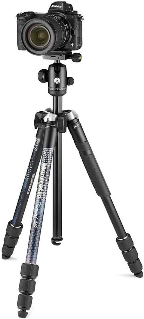 Manfrotto Element MII MKELMII4BK-BH, Lightweight Aluminium Travel Camera Tripod, with Carry Bag, Arca-Compatible Ball Head, 4-Section Legs, Twist Locks, Load up 8kg, for Mirrorless, DSLR,Black
