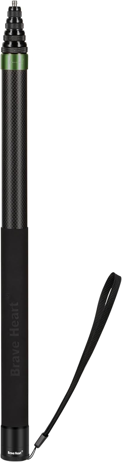 118"/3.0m Extended Long Invisible Carbon Fiber Selfie Stick for Insta360 x5 x4 Insta 360 x5 x4 x3 x2 x one rs for Gopro Hero 13 12 11 9 max Cameras Accessories (Green)