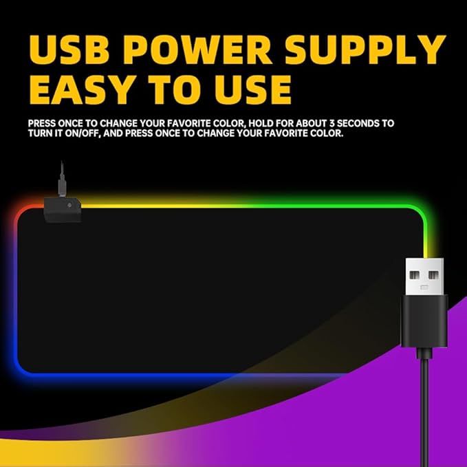 RGB Gaming Mouse Pad,31.5 X 11.8 Inch Oversized Mouse Mat, Ultra Bright LED Light&Soft Large Extended Mousepad with 14 Lighting Modes, Perfect for Gaming Or Work- Classic Black