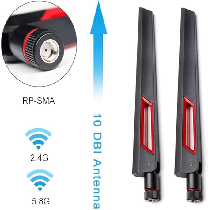 WiFi Antenna Dual Band 2.4GHz 5.8GHz 10 DBI RP-SMA Router for PCI-E WiFi Network Card USB Wireless Adapter Security IP Camera