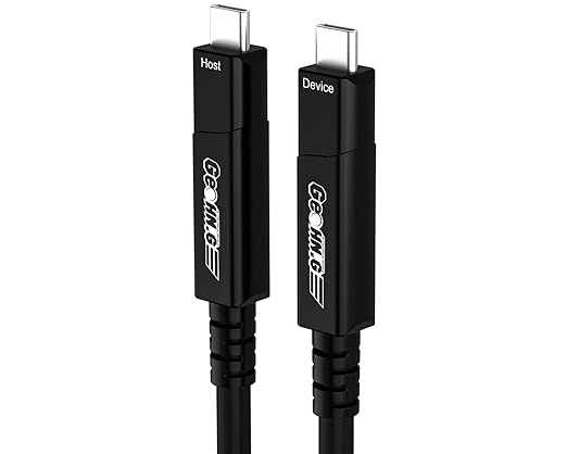 GeoHN.G Full-Featured Fiber Optic USB C to USB C Cable 10M/33FT, 10Gbps 4-Lanes Long Distance USB 3.2 Video Cable with PD 60W for VR Headsets/AR, Webcam, Laptop, Camera, Mini PC and Video Conference