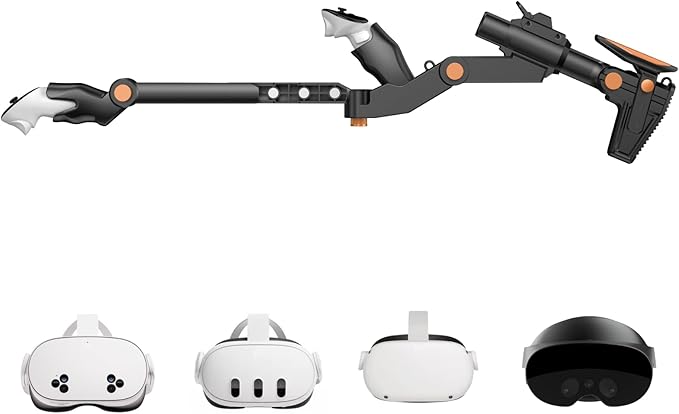 VR Gunstock for Meta Quest 3 Controller Accessories Gun Stock for Quest 3S /Quest 2 FPS Gaming Customized Shape Sizes (Black)