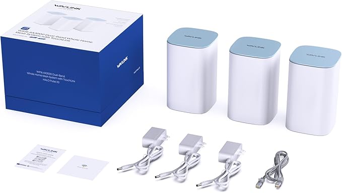 WAVLINK AX3000 WiFi 6 Mesh System 3 Pack - Covers up to 7300 Sq.Ft., Speeds up to 3.0 Gbps, Replaces Wireless Router and WiFi Extender Signal Booster, Easy Setup, Smart App Control