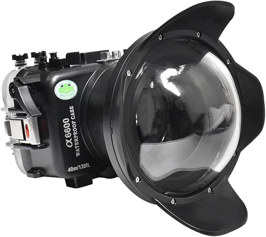 Sea frogs Underwater Camera Case Compatible with Sony A6600 16-35MM f/4 with Wide Angle Fisheye Lens IPX8 40m/130ft Maximum Diving Depth Waterproof Camera Housing for Diving, Surfing, Rowing, Skiing