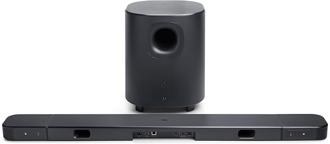 JBL Bar 700MK2-7.1 Channel soundbar System with Detachable Speakers and Dolby Atmos®, 780W max Output Power and a 10" Wireless subwoofer, Works with Voice Assistant-Enabled Speakers (Black)