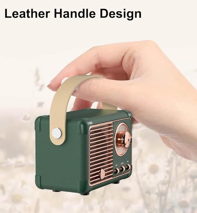 Retro Bluetooth Speaker, Portable Wireless Speaker with Crystal Clear Stereo Sound, Retro Decor for Bedroom Office Kitchen, Birthday Gifts Ideas for Women Men Teens (Green)