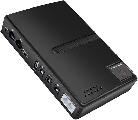 UPS Battery Backup, 15V 24V POE, 5V 9V 12V USB, Portable Standby Uninterruptible Power Supply, Replaceable Battery Design, for Phone Camera Router (US Plug)