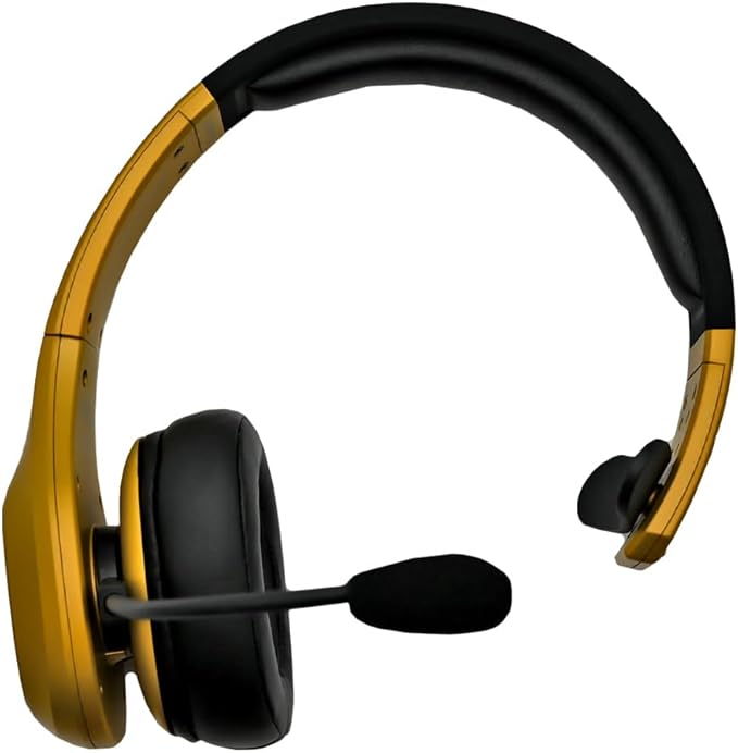 Blue Tiger Storm Gold - Premium Trucker Bluetooth Headset-Wireless Noise Canceling Mono Headset with Mic -High-Fidelity Sound, 30-Hour Talk Time, USB-C Charging - for Truck Drivers, Bluetooth 5.0