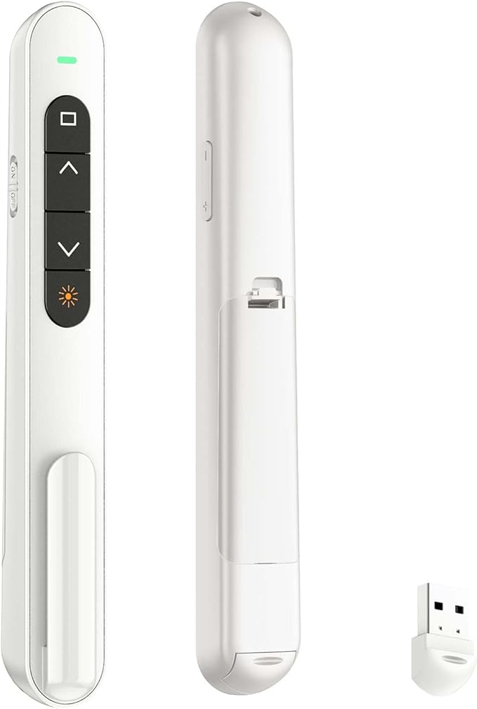 QUI Presentation Clicker for PowerPoint, RF 2.4GHz USB Wireless Presenter Remote with Volume Control, PowerPoint Clicker Slide Advancer for Mac, Windows, Laptop, Keynote