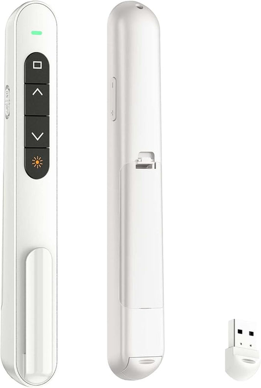 QUI Presentation Clicker for PowerPoint, RF 2.4GHz USB Wireless Presenter Remote with Volume Control, PowerPoint Clicker Slide Advancer for Mac, Windows, Laptop, Keynote