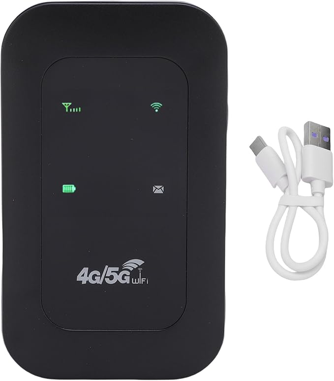 4G 5G Portable WiFi Hotspot Mobile Router with 3200mAh Battery & SIM Card Slot for Travel Home 300Mbps High Speed Supports 10 Devices