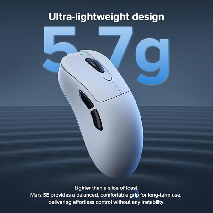 Wireless Gaming Mouse, 24000 DPI, Wired/2.4GHz/Bluetooth Ergonomic Mouse, 150Hours Battery Life, Free Lag, 57g Lightweight Rechargeable Gaming Mice for Laptop/PC/Mac/Tablet/Xbox, White