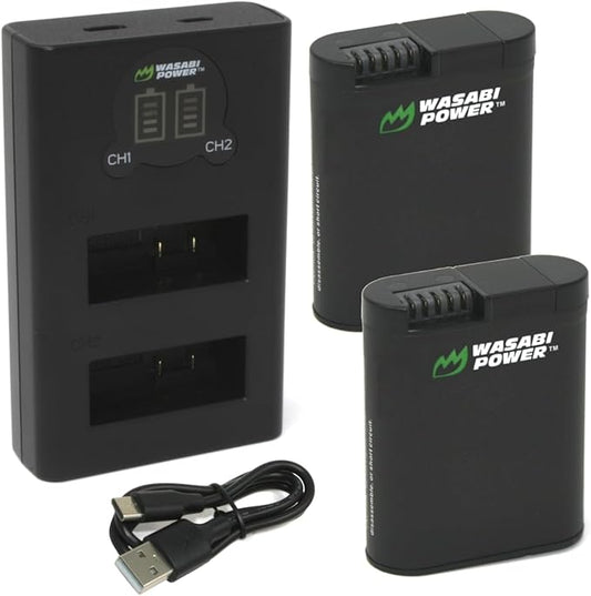 Wasabi Power HERO13 Battery (2-Pack) and Dual USB Charger Replacement for GoPro Hero 13 Black