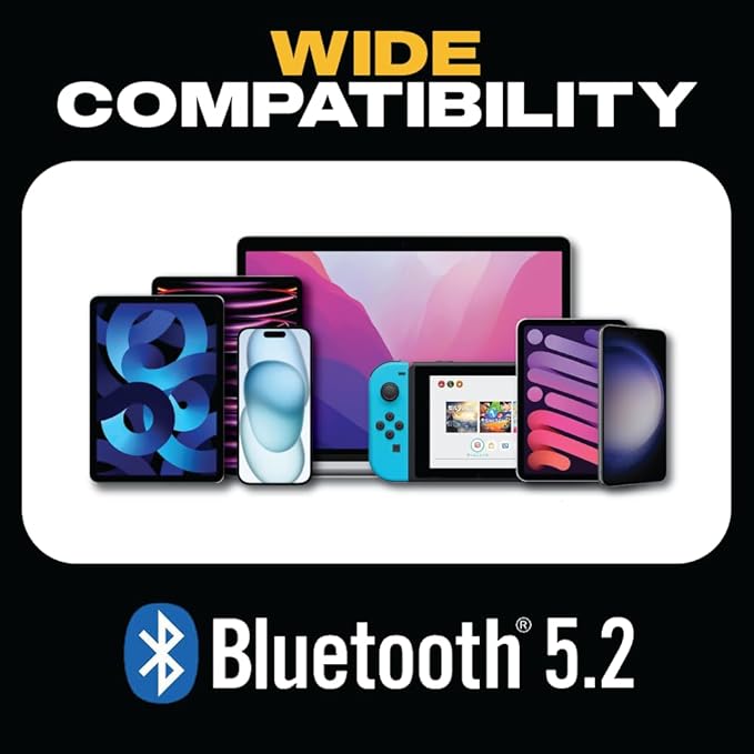 DEWALT Heavy Duty Neckband Bluetooth Earbuds - Black Special Edition Wireless Bluetooth 5.2 Headphones w/Microphone, Lightweight Comfort, IP56 Waterproof, Deep Bass, 20H Jobsite Behind-Neck Earphones