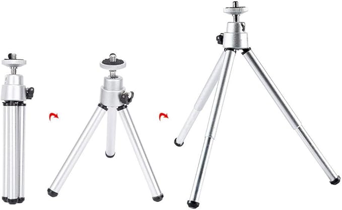 Keenso 3Pcs Universal Foldable Aluminium Alloy Stoving Varnish Mini Antishake Telescopic Tripod Telescoping Tripod Stand Monocular Telescope Camera Tripod