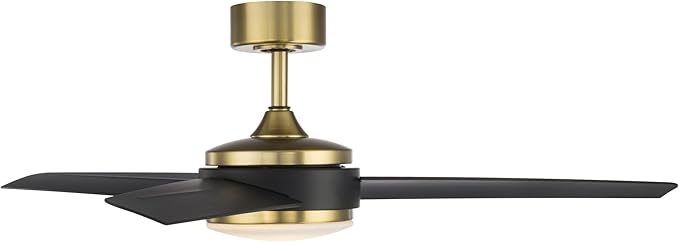 WAC Smart Fans Mod Indoor and Outdoor 3-Blade Smart Home Ceiling Fan 54in Satin Brass Matte Black with 3000K LED Light Kit and Remote Control works with Alexa and iOS or Android App