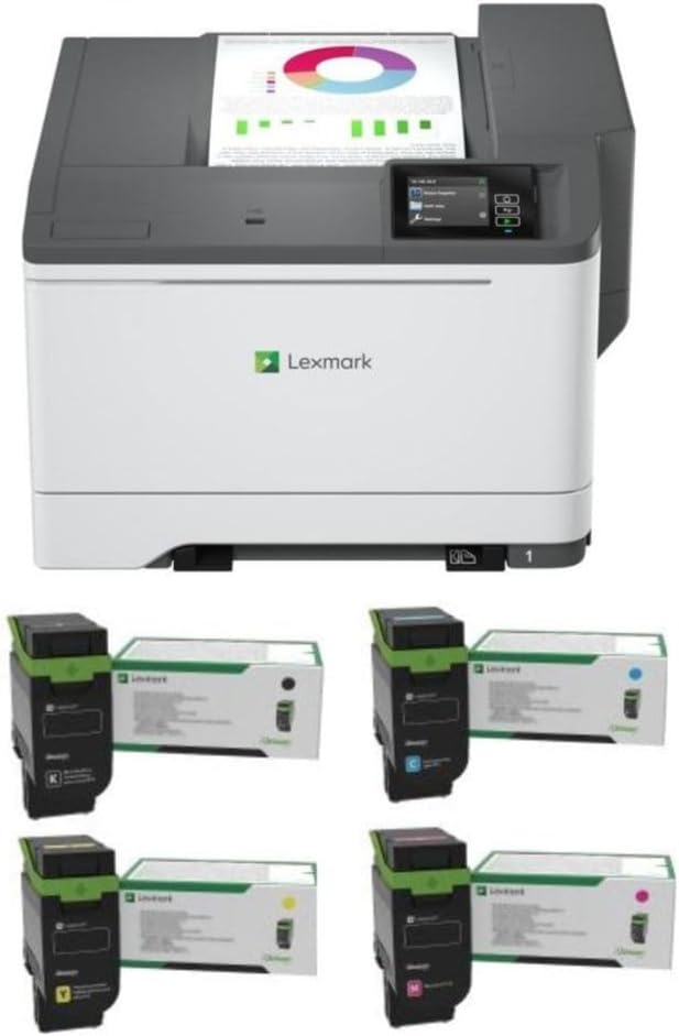LEXMARK CS531dw Color Laser Wireless Printer (50M0020), Bundle with 75M10K0 Black 3K Yield Toner, 75M10C0 Cyan 2K Yield Toner, 75M10M0 Magenta 2K Yield Toner, 75M10Y0 Yellow 2K Yield Toner