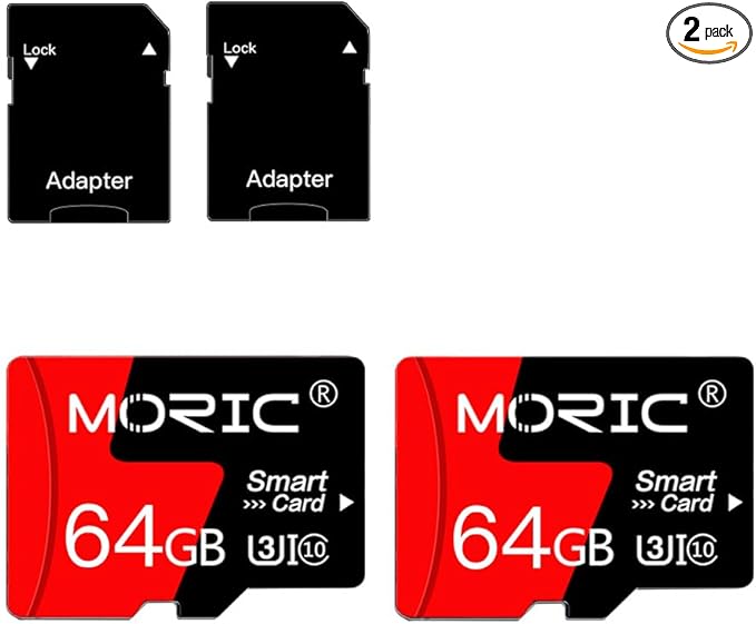 2 Pack 64GB Micro SD Card with SD Adapter High Speed Memory Card,C10 A1 Memory TF Card for Camera/Dash Cam/Smartphone/Tablet/Drone