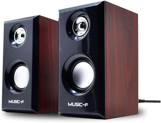 Aimery Computer Speaker Wooden Speaker Monitor TV PC Laptop Desktop Speakers for Desk Top Wired Speakers Plug in USB Dual Speaker HiFi