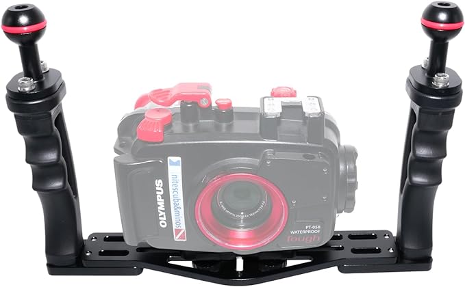 NS10 Underwater Camera Tray extendable Handle Grips Bracket for gopro,pt059,rx100 uw Camera housing Universal Soft Handle with Aluminum and Rubber Material (Black)