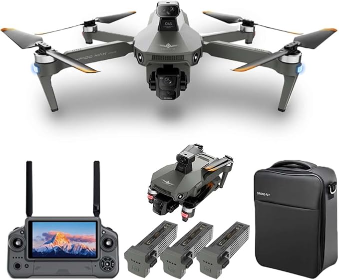X-Verse KF100MAX Drones with Camera for Adults 4K EIS, RC Screen, 6KM RC Distance, 3-Axis Gimbal, Professional Drone with Obstacle Avoidance, Digital GPS Transmission Quadcopter, 3 Batteries for 150min Max Flight Time