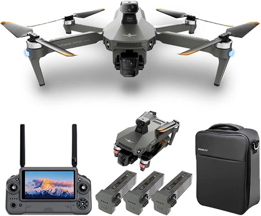 X-Verse KF100MAX Drones with Camera for Adults 4K EIS, RC Screen, 6KM RC Distance, 3-Axis Gimbal, Professional Drone with Obstacle Avoidance, Digital GPS Transmission Quadcopter, 3 Batteries for 150min Max Flight Time