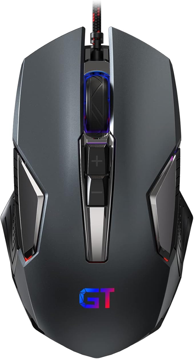 RaceGT Gaming Mouse Wired RGB PC Gaming Mice, 4 Color Backlight, Ergonomic Optical Computer Wired Mouse with Fire Button for Desktop PC Laptop Gamer & Work