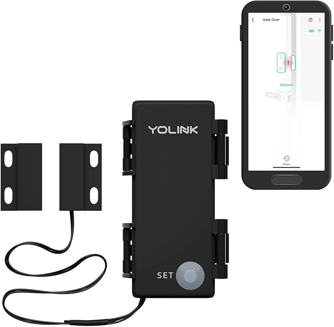 YOLINK LoRa Smart Outdoor Contact Sensor, Gate & Shed Door Sensor, Universal Contact-Closure Sensor, Email/SMS/Push Alerts, 1/4 Mile Range, Alexa, IFTTT, Home Assistant (Hub Required)