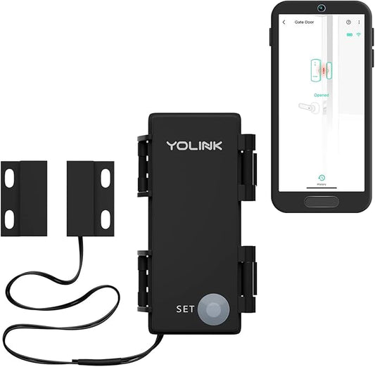 YOLINK LoRa Smart Outdoor Contact Sensor, Gate & Shed Door Sensor, Universal Contact-Closure Sensor, Email/SMS/Push Alerts, 1/4 Mile Range, Alexa, IFTTT, Home Assistant (Hub Required)